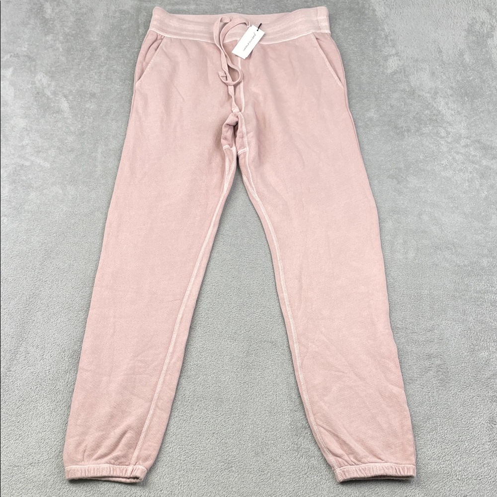 NEW Unsubscribed M 100% Cotton Heathered Rose Pink Fleece Terry Jogger Pants